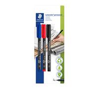STAEDTLER Lumocolor 317 Rotuladores permanentes - negro, pack 3, 1,0 mm | Tinta impermeable resistente al borrado para casi todas las superficies, DRY SAFE - Art.-Nr. 317-S BK3D