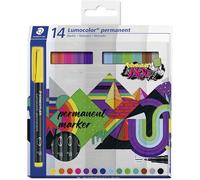 Staedtler Lumocolor 318 pack de 14 rotuladores permanentes punta fina 0,6 mm colores surtidos