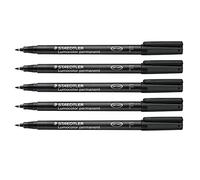 Staedtler Rotulador Lumocolor F0,6 mm recargable resistente al agua y a las manchas Pack 5 negro