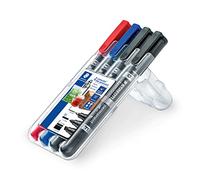 STAEDTLER Lumocolor 348-SWP4, Rotuladores permanentes de doble punta. Cuatro marcadores de doble punta de colores variados