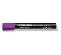 Staedtler Lumocolor 350-6. Rotuladores permanentes con punta biselada. Caja con 10 marcadores de color violeta.
