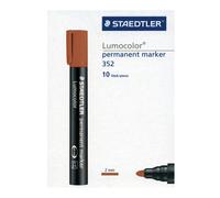 STAEDTLER Lumocolor 352-7. Rotuladores permanentes de color marrón. Caja con 10 unidades.