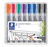 STAEDTLER Lumocolor 356 WP8X - Rotulador para rotafolio (punta redonda de aprox. 2 mm de ancho del trazo, juego de 8 rotuladores, ideal para blocs de rotafolio, color intenso, sin olor,)