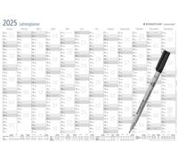 STAEDTLER Lumocolor 641 YPA3X - Agenda anual 2025, borrado en seco, tamaño DIN A3, incluye bolígrafo y abrazadera autoadhesiva para bolígrafo, edición especial