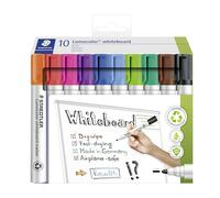 STAEDTLER 351 C10 Lumocolor - Rotulador para pizarra blanca, punta redonda, 2,0 mm de ancho de línea, varios colores (paquete de 10 marcadores