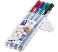 STAEDTLER Lumocolor Correctable 305MWP4 - Rotulador borrable punta M de 1 mm aprox. Estuche exclusivo STAEDTLER box con 4 rotuladores en colores negro, azul, rojo y verde