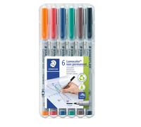 Staedtler Lumocolor Non-Permanent Overhead Projection Markers assorted colors medium 1.0 mm set of 6