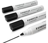 Staedtler Lumocolor Pizarra Blanca Rotuladores 351 - Dry Erase Corrección Bolígrafo - Punta Redonda - Paquete de 4 X Negro
