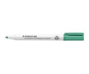 STAEDTLER Lumocolor Whiteboard Compact 341-5 - Marcador pizarra blanca formato manejable con punta redonda de 1-2 mm aprox. Color verde. Caja de cartón con 10 marcadores, juego de 10