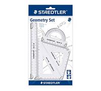 STAEDTLER Mars 569 PB4-0 Set de reglas y transportador para dibujo técnico | Regla de 20 cm, transportador y 2 escuadras, escala resistente al desgaste - N.º de art. 569 PB4-0