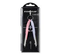 STAEDTLER Mars Comfort 556 Compás - rosa pastel/lila, Ø 23 cm | Compás de precisión con guía de husillo & cabezal de resorte - estuche abatible - Art.-Nr. 556 00-PA2