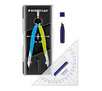 STAEDTLER Mars Comfort Compás de geometría, estuche con tapa abatible (juego de compás azul?verde, 1)