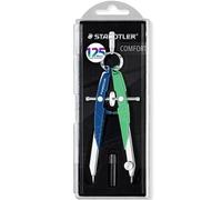 Staedtler Mars Compás Metálico de Precisión con Ajuste por Rueda, Azul-Verde Menta, Incluye Estuche y Piezas de Recambio