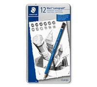 STAEDTLER Mars Lumograph 100 G12, Pack de 12 lápices de dibujo de distinta dureza, Azul