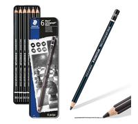 STAEDTLER Mars Lumograph 100B Lápices de dibujo - 6 uds, estuche metálico