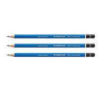 Staedtler Mars Lumograph - Lote de 3 lápices de papel (3 unidades, 100 minas, 2 mm), color azul