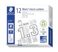STAEDTLER Mars micro carbón 250 13-HB. Minas finas de grafito. 12 tubos de minas de 1,3 mm y graduación HB, multicolor
