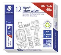 STAEDTLER Mars micro carbon 255 mine - 0,7 mm HB, 40 pezzi | Mine sottili resistenti alla rottura, sensazione di scrittura morbida - robuste, in confezione - Codice articolo 255 07-HB