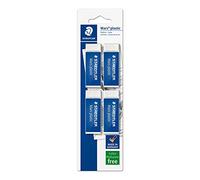STAEDTLER Mars plastic 526 50 Gomas - pack 4, premium | Pocos residuos, resistente al envejecimiento - sin ftalatos & látex, niños - Art.-Nr. 52650BK4DA