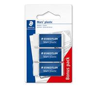 STAEDTLER Mars Plastic - Gomas de borrar (3 unidades), color blanco
