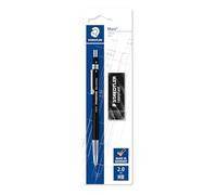 STAEDTLER Mars technico 780 Portaminas - 2 mm, con zona de agarre | Afilaminas integrado, clip metálico, indicador HB - para dibujo & escritura - Art.-Nr. 780 C BKP6