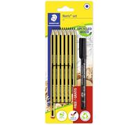 STAEDTLER Noris 120 BK12P3 - Juego de 12 lápices HB + rotulador permanente fino Lumocolor 318, color negro