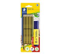 Staedtler Lápices de madera Noris 120 BK12P1 – 12 lápices HB + subrayador amarillo 364-1, multicolor