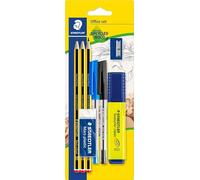 STAEDTLER Noris 120 Estuche Escolar con Material Incluido - 3 Lápices de Dibujo, 2 Bolígrafos, 1 Rotulador, Goma de Borrar y Sacapuntas, Madera Reciclada - 60 BK-4