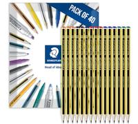 STAEDTLER Noris 121 - Lápices (40 unidades, 8 unidades, 2B, B, HB, H y 2H) | Lápices de grafito de madera reciclada, para bocetos, escritura, dibujo, estudio, toma de notas