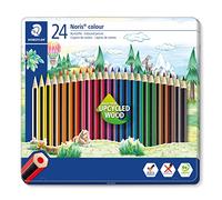 STAEDTLER Noris 185 M24. Lápices de colores ecológicos. Caja de metal con 24 unidades.