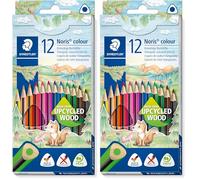 STAEDTLER Noris 187 C12. Lápices ecológicos. Caja con 12 lápices de colores variados. (Paquete de 2)