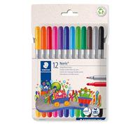 Staedtler Noris 320 320 - Rotuladores de doble fibra (lavable, ancho de trazo 1-3 mm, estuche de cartón con 12 rotuladores en colores surtidos, 320 C12)