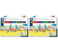 STAEDTLER Noris 340 C12 - Rotulador para colorear (tamaño grande, 12 unidades), colores surtidos (Paquete de 2)