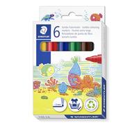STAEDTLER Noris 340 Jumbo - Rotulador para manos de niños pequeños, estuche de cartón con 6 rotuladores Jumbo en colores surtidos, 340 C6