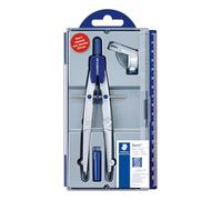 STAEDTLER Noris 550 Compás escolar metal - ajuste rápido, Ø 395 mm | Husillo central para ajuste rápido, brazos articulados - set de geometría con estuche - Art.-Nr. 550 01