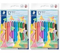 STAEDTLER Noris Club 221 NWP12, Lápices de cera giratorios, Estuche con 12 ceras de colores surtidos (Paquete de 2)
