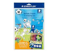 STAEDTLER Noris colour 185: set de lápices de colores para libro de colorear de fútbol con 12 colores y libro de colorear - Lápices de colores para niños y adultos, fabricados con madera reciclada