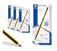 STAEDTLER Noris Digital Classic EMR Stylus Pen, paquete de 4, lápiz digital pasivo para tablet con pantalla táctil, laptop y smartphone, punta fina de 0.7 mm, 4096 niveles de presión, amarillo/negro