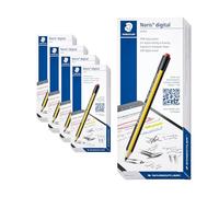STAEDTLER Noris Digital Jumbo - Paquete de 4 lápices capacitivos EMR con borrador, lápiz digital pasivo para tableta y portátil con pantalla táctil, punta fina de 0.7 mm, 4096 niveles de presión