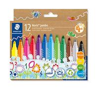 STAEDTLER Noris Jumbo 328-B Rotuladores - 12 colores, 3,0 mm | Rotuladores de fibra triangulares para manos pequeñas, tinta lavable - mango ergonómico - Art.-Nr. 328-B C12