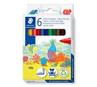 STAEDTLER Noris 340 Jumbo - Rotulador para manos de niños pequeños, estuche de cartón con 6 rotuladores Jumbo en colores surtidos, 340 C6