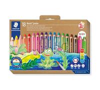 Staedtler Lápices de color Noris Junior 140 C18 – 3 en 1 extra grueso estuche 18 + afilalápices