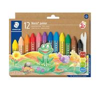 STAEDTLER 224 C12 Noris Junior Wax Crayons for 2 years+ - Assorted Colours (Pack