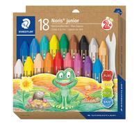 STAEDTLER Noris Junior 224 C18 - Crayones de cera gruesos para niños, 18 colores