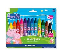 STAEDTLER Noris junior ceras de colores Peppa Pig set de 12 - ceras gruesas para colorear grandes superficies y técnicas creativas - ceras ergonómicas para manos pequeñas