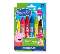 STAEDTLER Noris junior ceras de colores Peppa Pig set de 6 - ceras gruesas para colorear grandes superficies y técnicas creativas - ceras ergonómicas para manos pequeñas