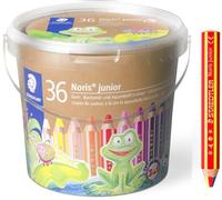 STAEDTLER Noris junior Set 3 en 1: lápices de colores, ceras y acuarelas, ideal para niños pequeños, 36 colores, sacapuntas y lápiz arcoíris