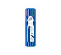 STAEDTLER Noris Triplus Ball. Bolígrafos con punta de bola gruesa. Caja con 4 bolígrafos de colores variados, Negro (437 XBSB4 ST)