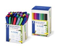 STAEDTLER Noris writing pen 307 Fineliner, carcasa de 97% plástico reciclado según ISO 14021, estuche de cartón con 50 rotuladores fineliner en colores surtidos, 307-S CT50