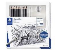 Staedtler Juego de carbón 61 100C – 3 lápices carbón/5 lápices artista/borrador amasable/sacapuntas
